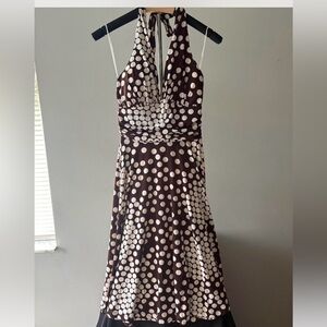 Forever Link Brown and White Polka Dot Backless Dress